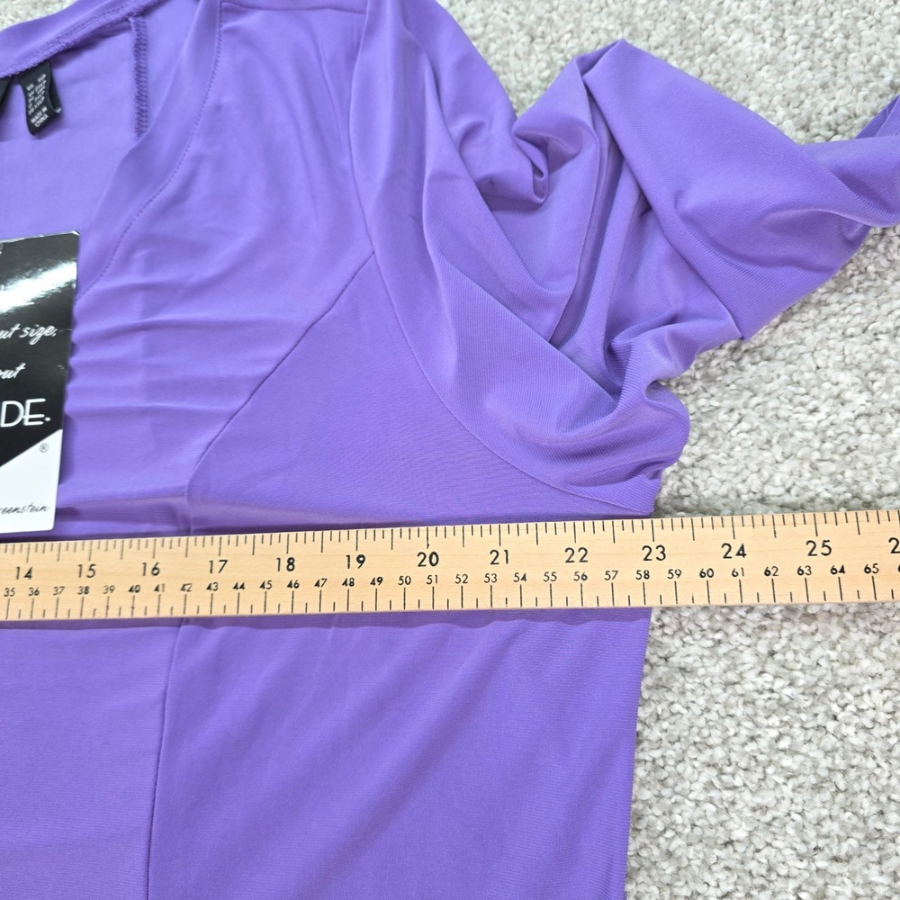 Attitudes by Renee Purple Como Jersey V-Neck Godet Midi Dress 1XP NEW - Picture 5 of 8